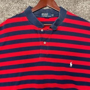 Polo Ralph Lauren Shirt Mens 3XLT Tall Short Sleeve Polo Red Navy Blue Striped